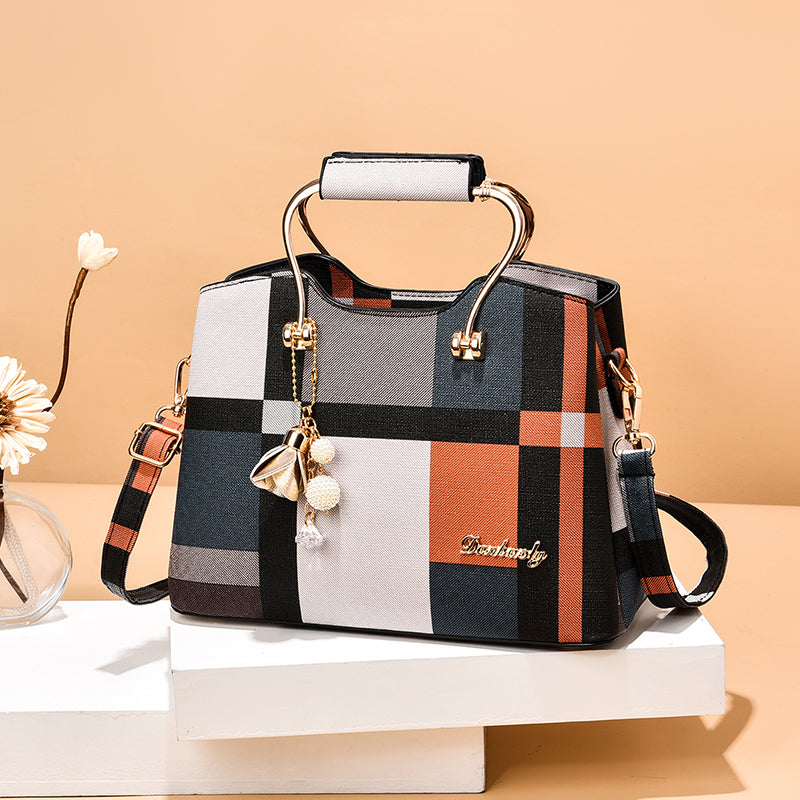 Checkered Design Women's Bag - Satchel Portable Shoulder Crossbody Handbag