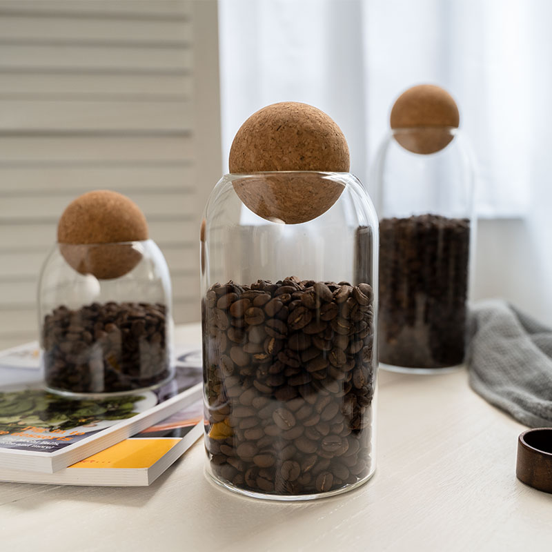 1 SET Storage Ball Jar, Glass Tea Jar, Minimalist Cork Jar, Sealed Candy Jar, Storage Jar, Coffee Jar, Dry Food Storage Jar, Coffee Storage Container