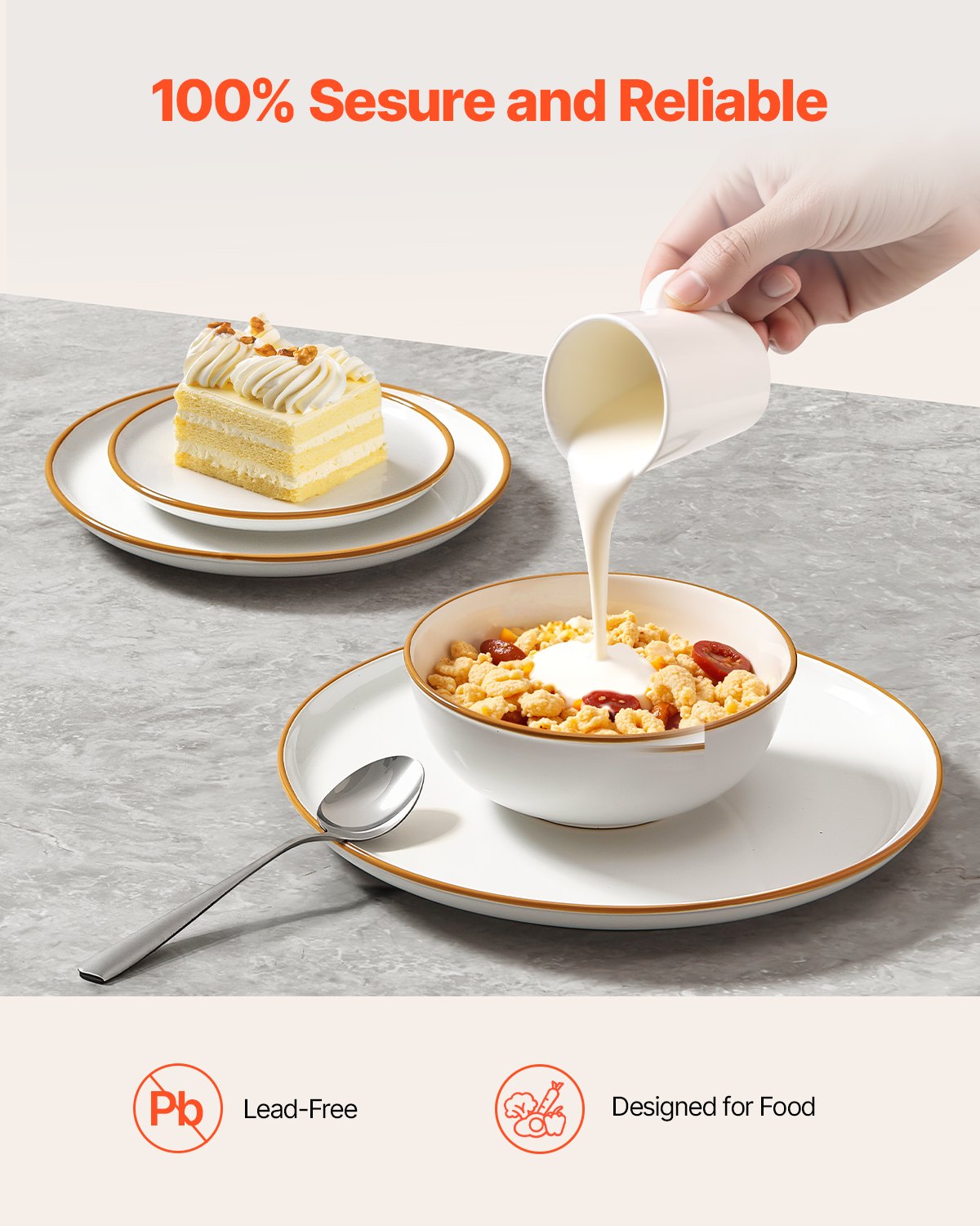 32 PCS Dinnerware Set Ceramic Plates And Bowls Sets Service For 8 White