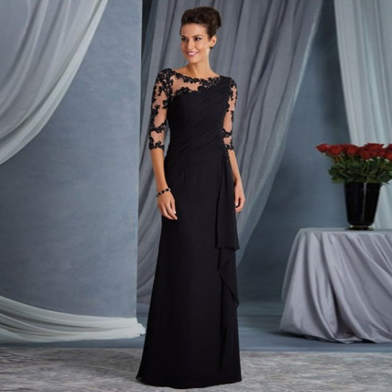 Long Sleeve Lace Slim Sexy Simple Fashion Dress