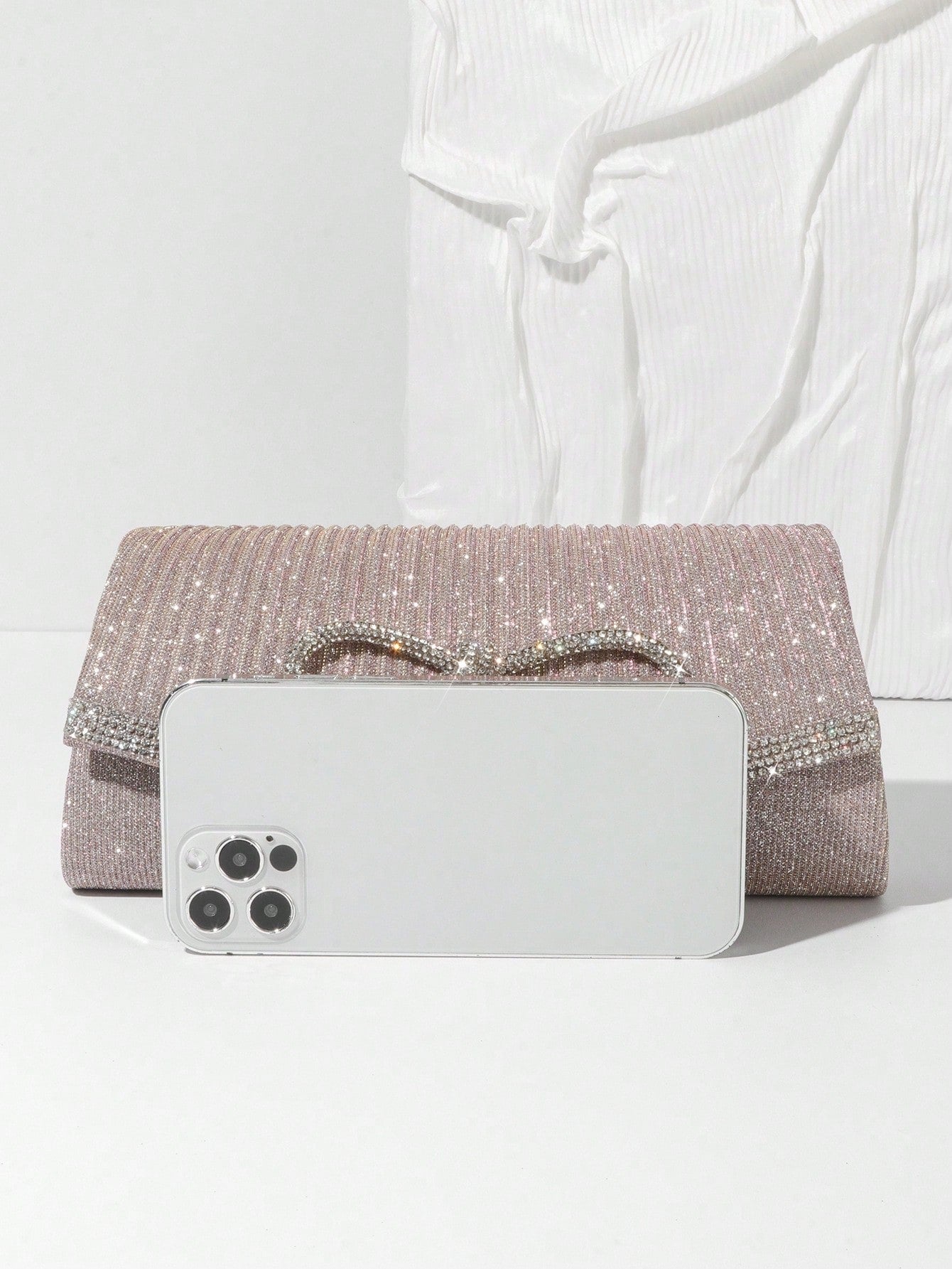 Bow Evening Bag Sparkly Clutch Purses For Women Wedding Glitter Rhinestone Party Prom Purse Dressy Clutch Bags