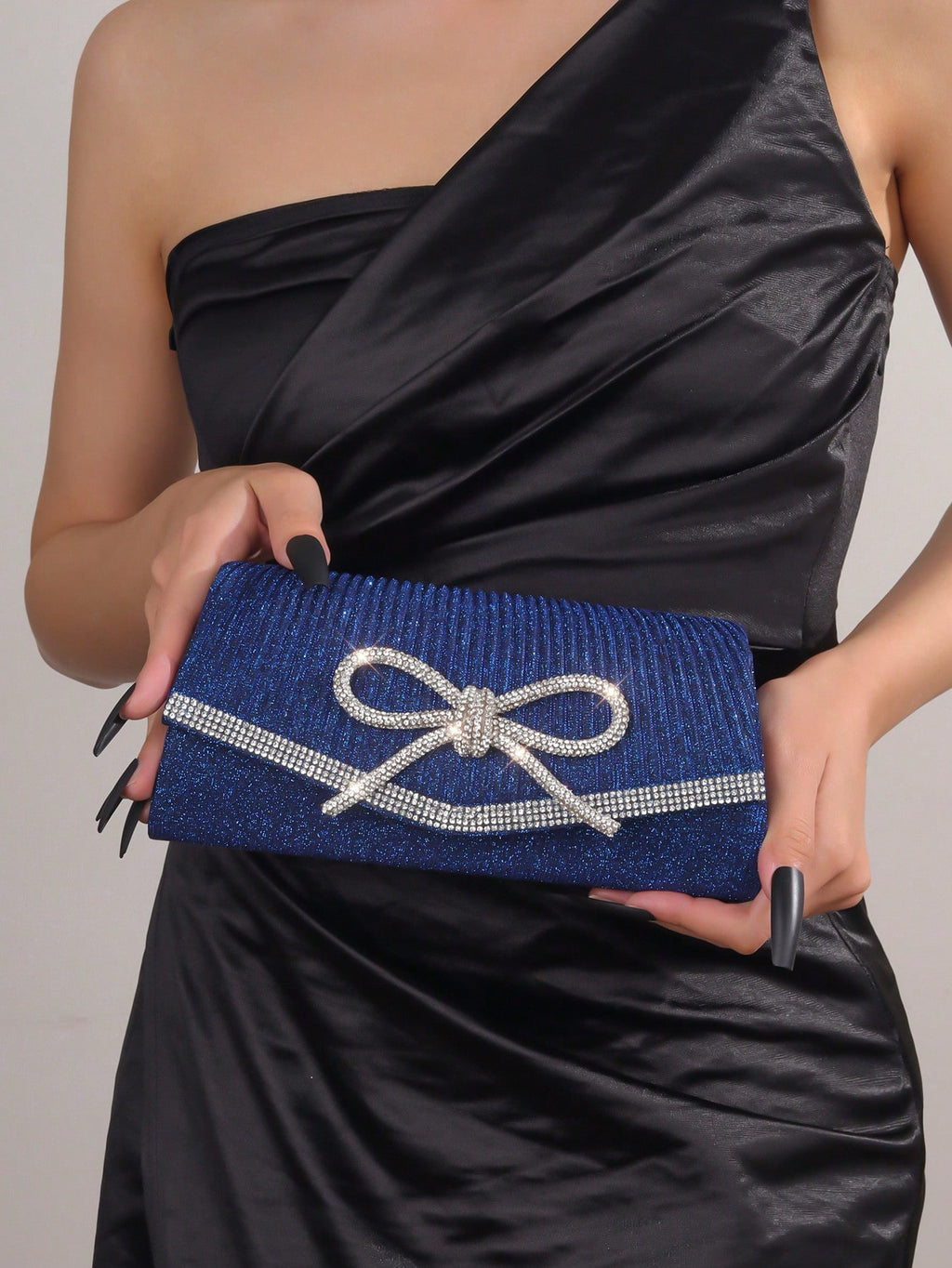 Bow Evening Bag Sparkly Clutch Purses For Women Wedding Glitter Rhinestone Party Prom Purse Dressy Clutch Bags
