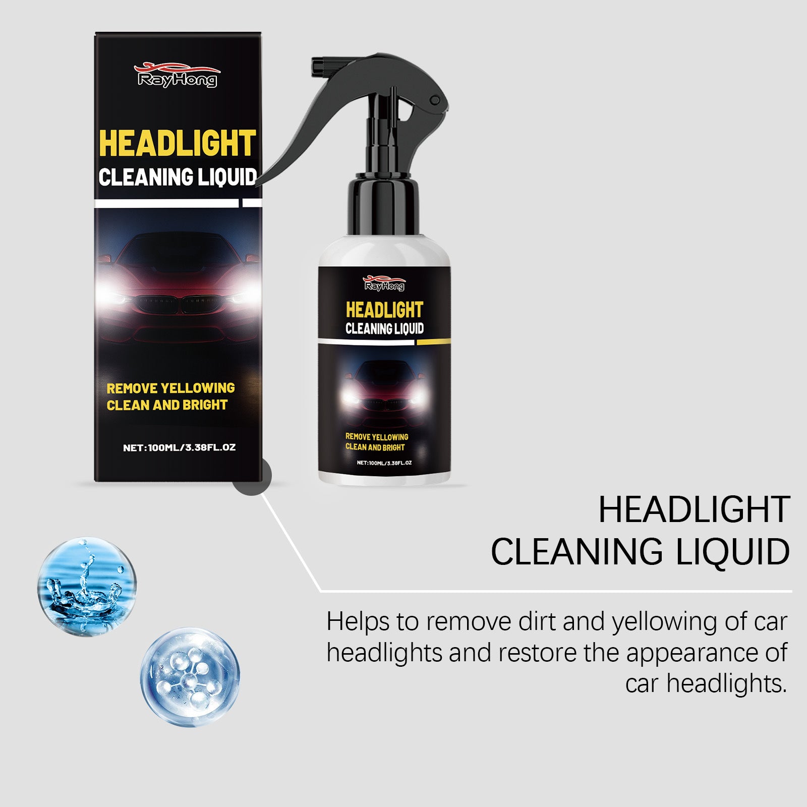 Car Headlight Cleaner Removes Stains And Enhances Brightness