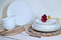 Jasmine Bone China Dinnerware Set, 16 Pieces, Service For 4, White Plates, Dishes, Bowls Set, Microwave And Dishwasher Safe