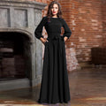 Lantern sleeve three-quarter sleeve casual dress