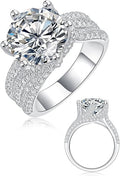 5ct Moissanite Engagement Rings For Women, 11MM Center Stone, D Color VVS1 Created Moissanite Wedding Promise Proposal Rings For Women Her, Anniversary Luxurious Bridal Gift