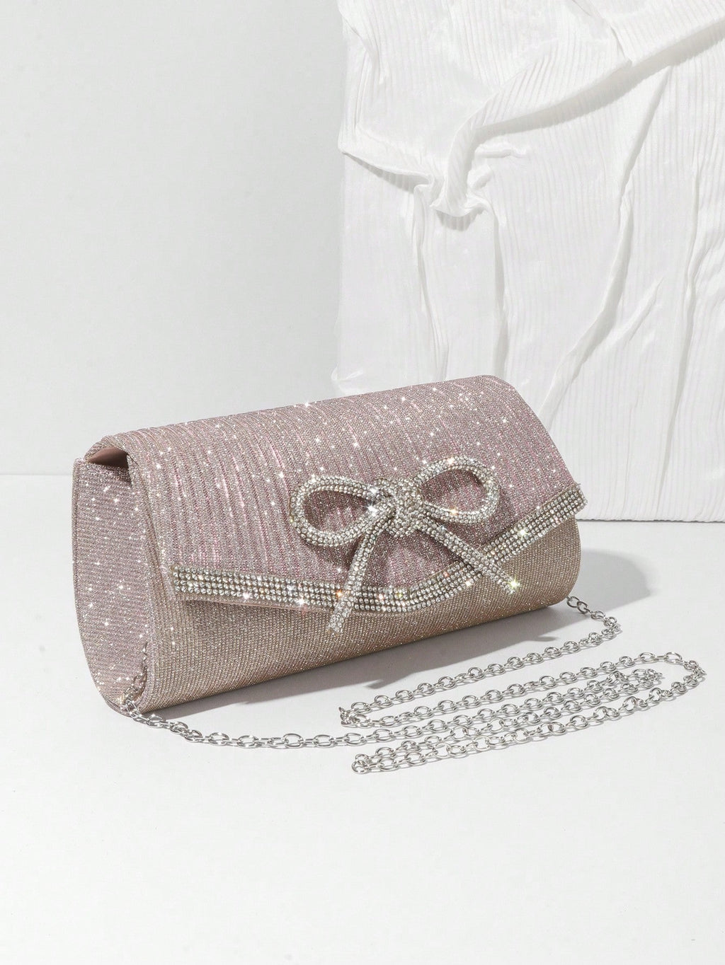 Bow Evening Bag Sparkly Clutch Purses For Women Wedding Glitter Rhinestone Party Prom Purse Dressy Clutch Bags