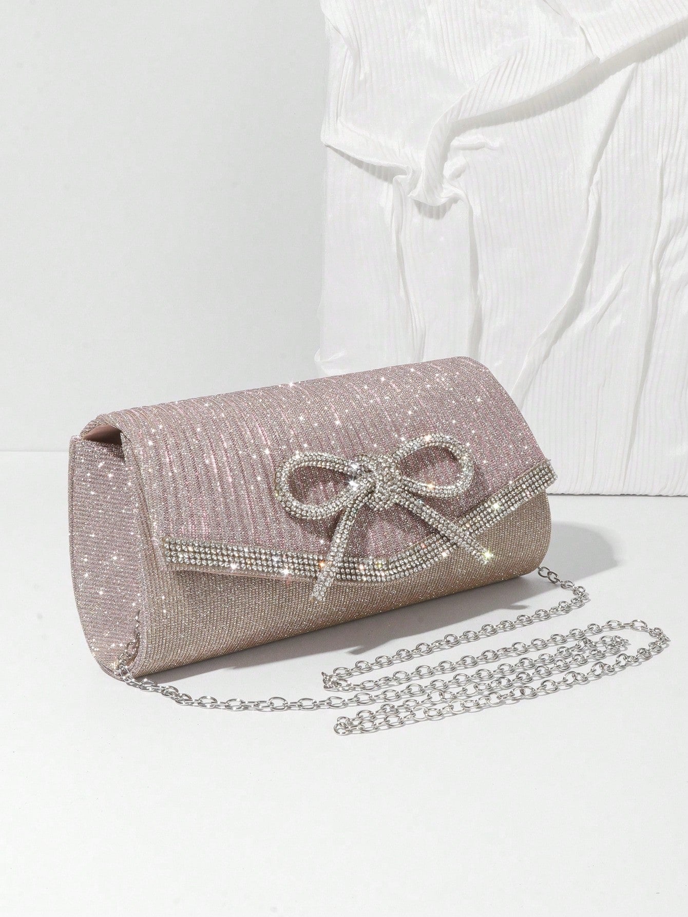 Bow Evening Bag Sparkly Clutch Purses For Women Wedding Glitter Rhinestone Party Prom Purse Dressy Clutch Bags