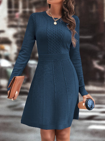 Knitted Long Sleeve Fashion Slim Fit Sweater Dress