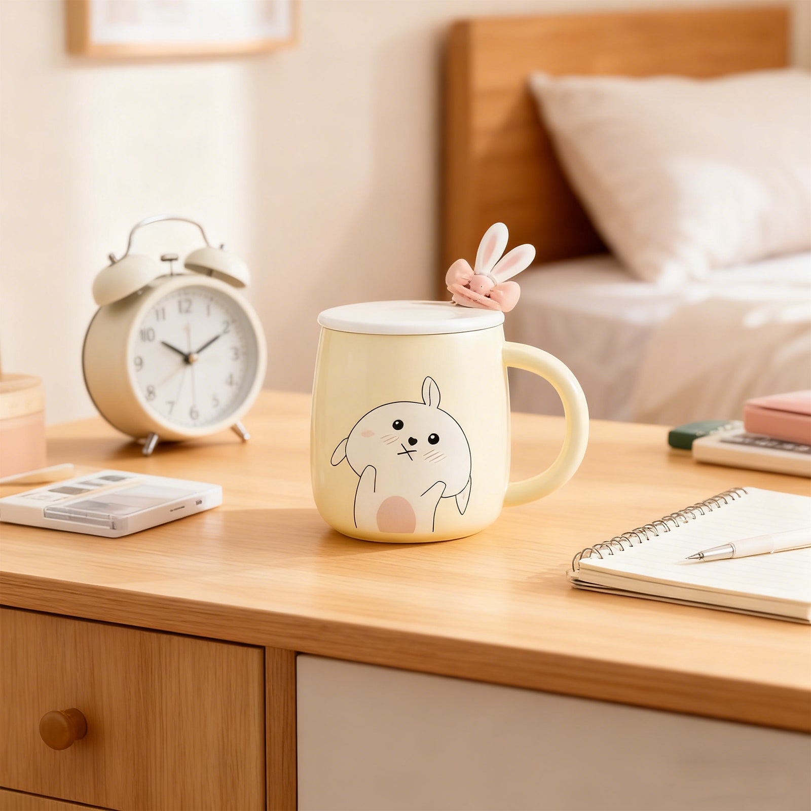 Rabbit Bow Ceramic Mug-Light Blue