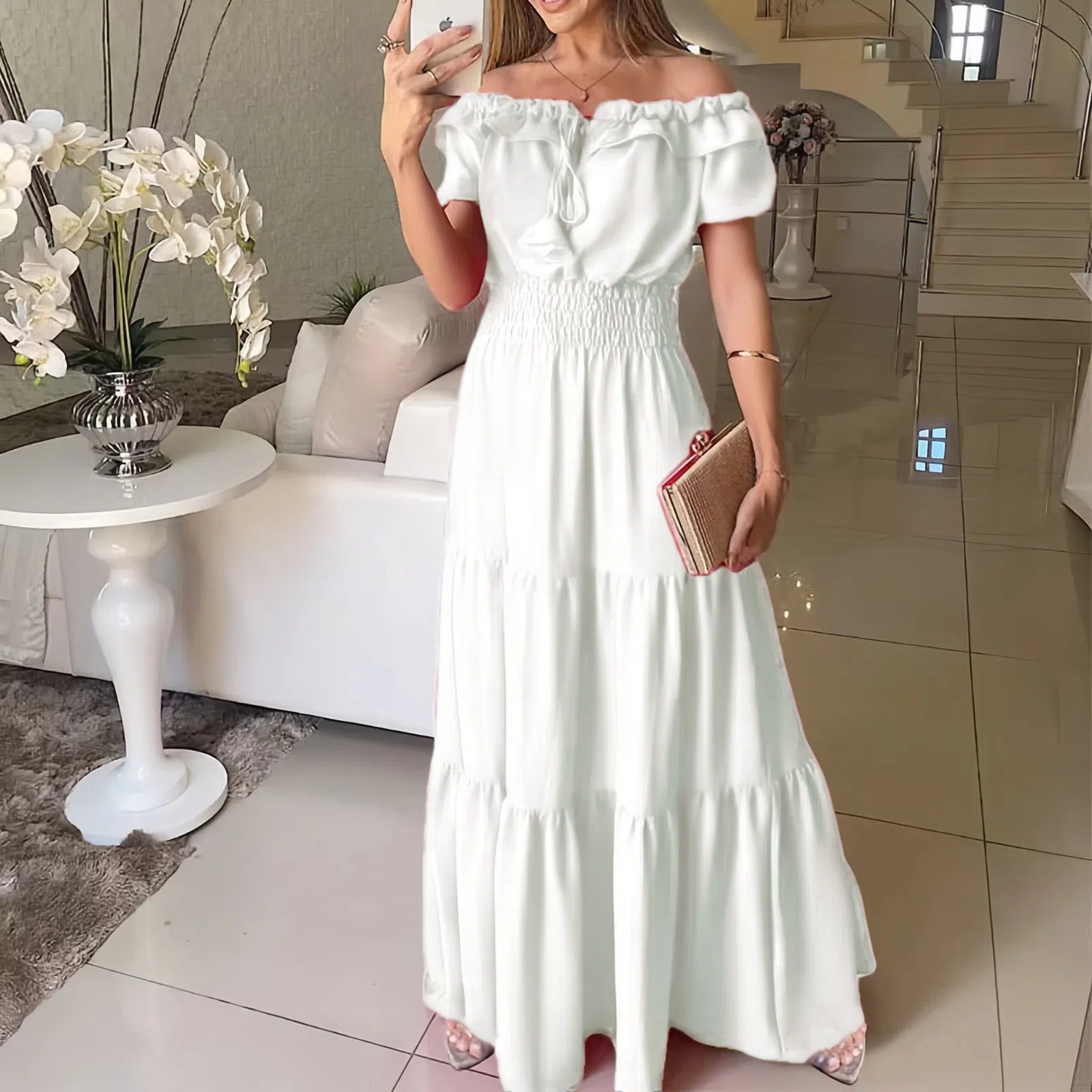 Women's Elastic Off-shoulder Long Dress