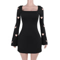 Slim-fit Knitted Love Burning Flower Long Sleeve Dress