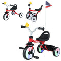 Toddler Tricycle With Rainbow LED Wheels, Foldable 3-in-1 Balance Bike With Carbon Steel Frame, Removable Pedals & Rear Storage Basket-Red